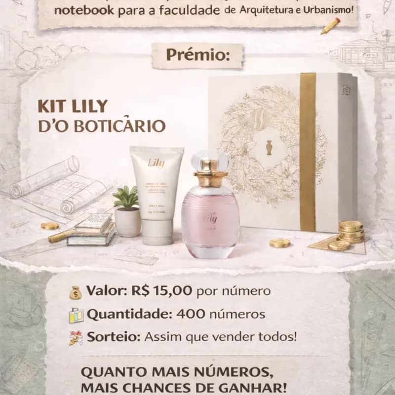 Imagem da campanha Rifa Solidária – Kit Lily O Boticário