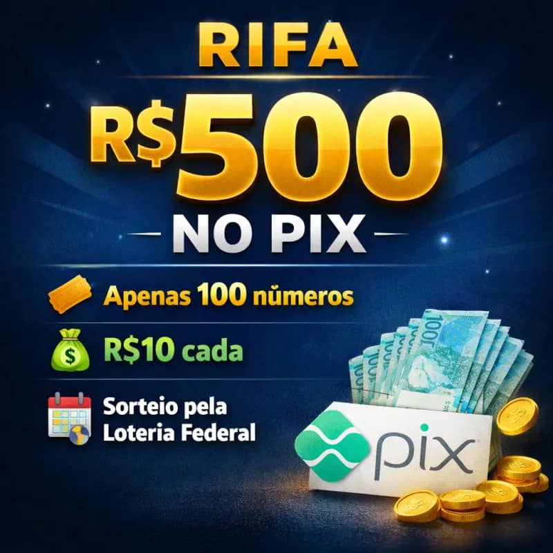Imagem da campanha Concorra a R$500 no PIX – Apenas 100 Números
