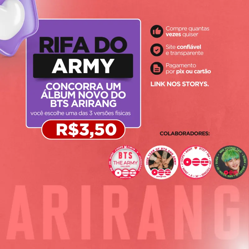 Imagem da campanha RIFA DO ARMY