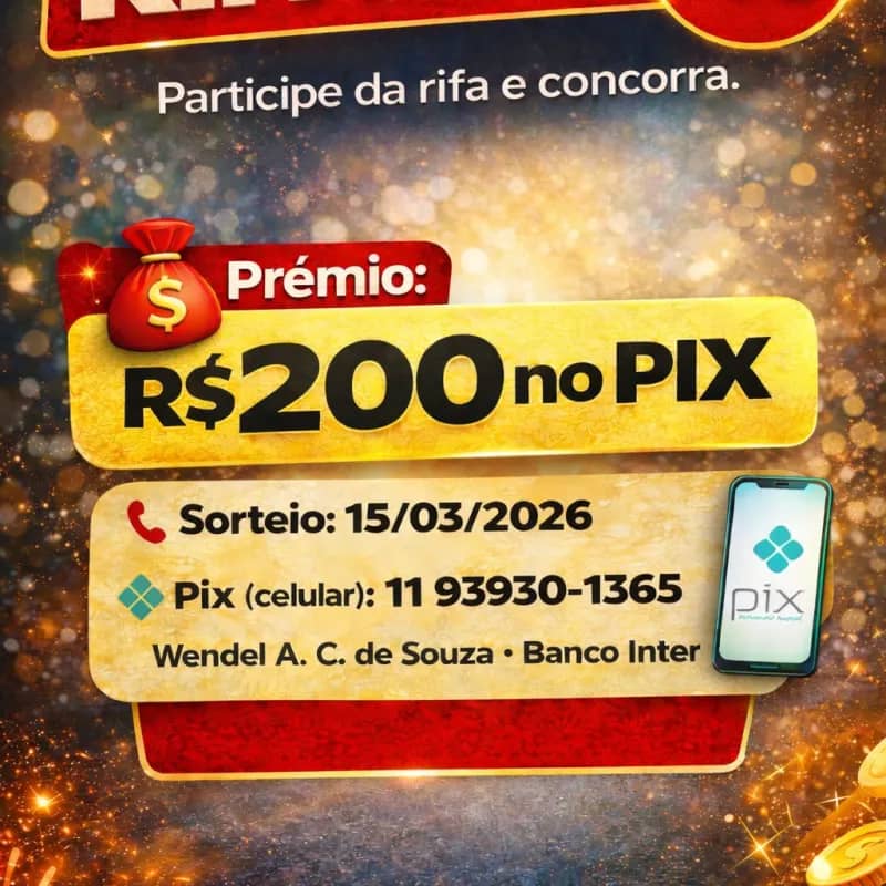 Imagem da campanha Rifa valendo 200 no pix