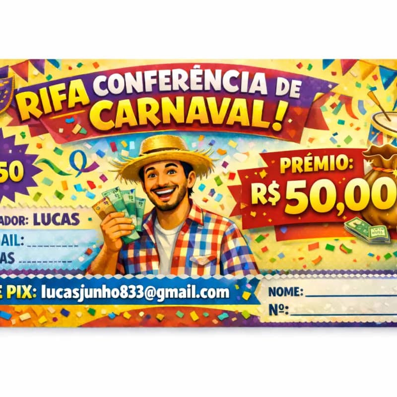 Imagem da campanha Rifa de Conferência de Carnaval