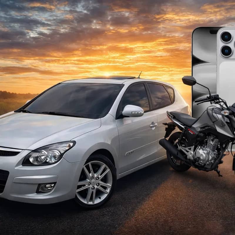 Imagem da campanha HYUNDAI + IPHONE 17 PRO MAX + HONDA CG FAN 2026