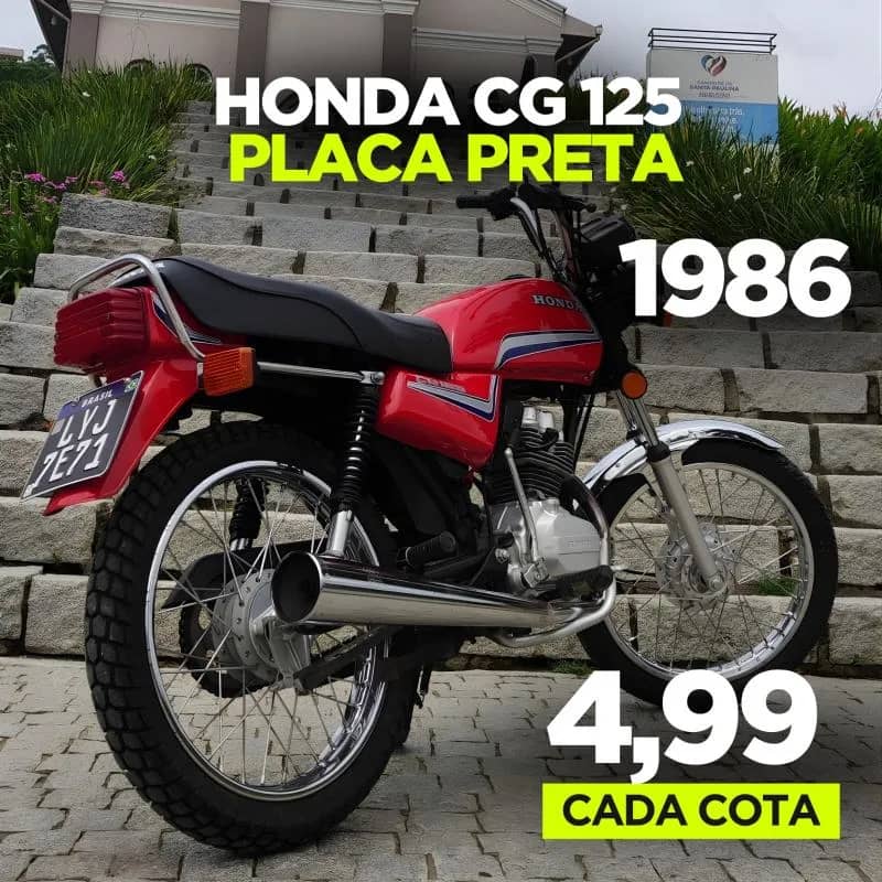 Imagem da campanha CG125 , Placa Preta, Moto de coleção, Raridade.