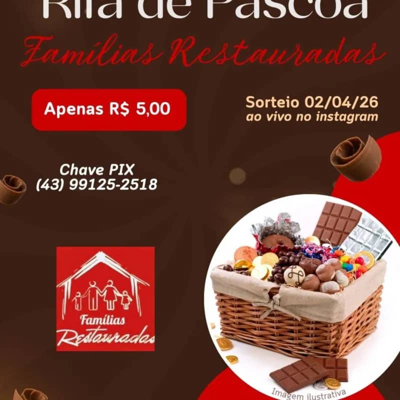 Imagem da campanha Rifa de Páscoa - FAMÍLIAS RESTAURADAS 🌹