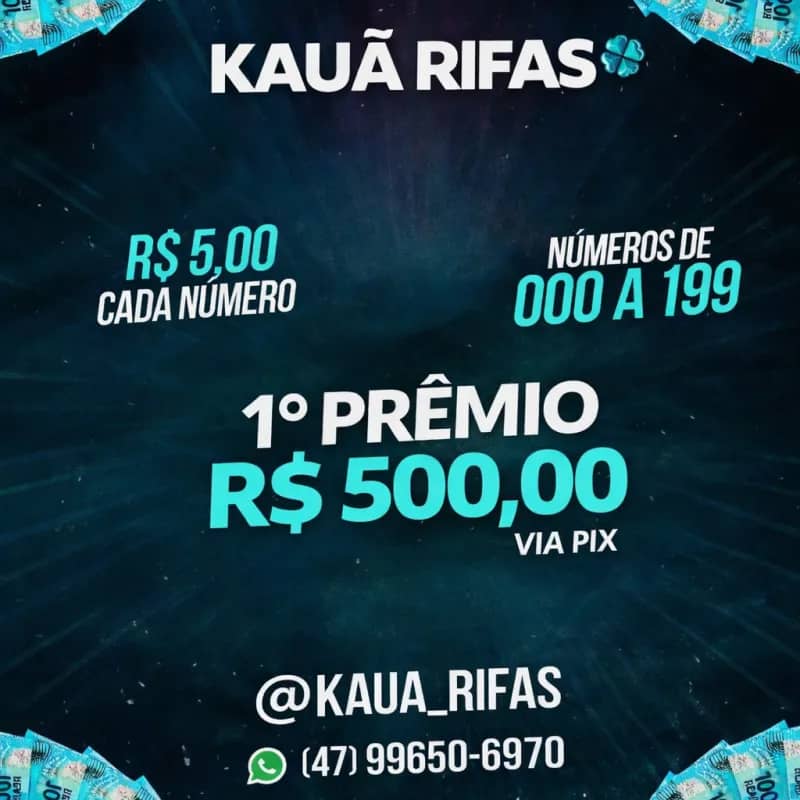Imagem da campanha 🎟️  Rifa Pix Valendo R$500 – Participe Agora