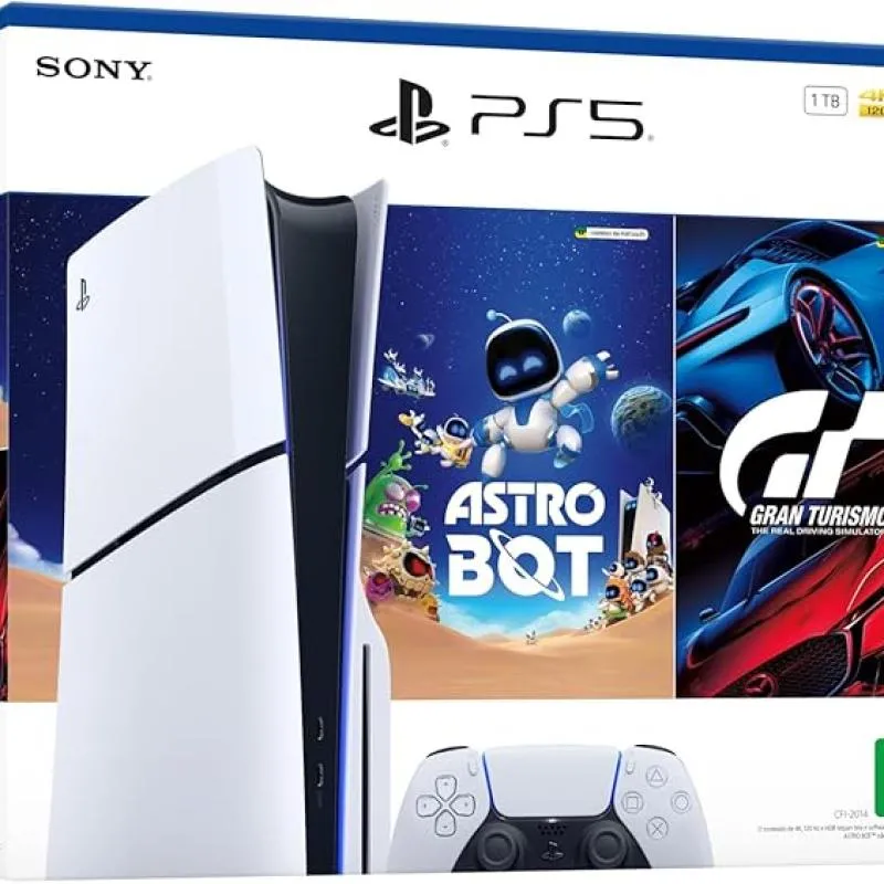 Imagem da campanha R$ 10,00 CADA NÚMERO - PRÊMIO: Console Playstation®5 Slim Disk - Pacote Astro Bot E Gran Turismo 7 Branco (LACRADO na caixa)