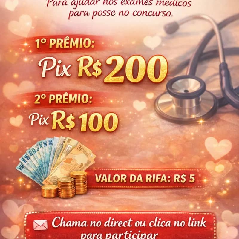 Imagem da campanha Rifa solidária para exames do concurso