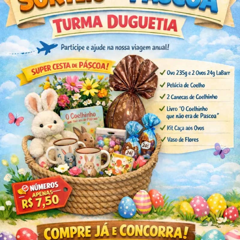 Imagem da campanha SORTEIO DE PÁSCOA – TURMA DUGUETIA