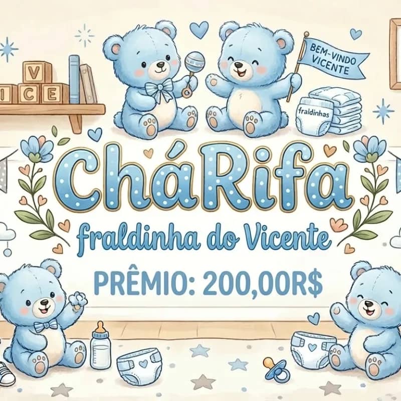 Imagem da campanha ChaRifa Fraldinha do Vicente