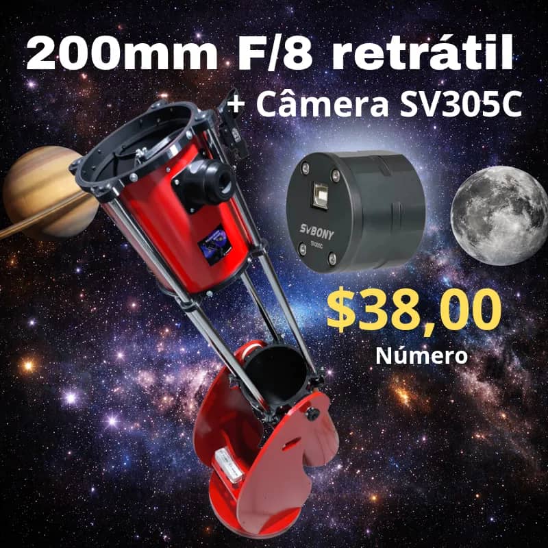 Imagem da campanha Telescopio 200mm f/8 retrátil planetário + câmera SV305c