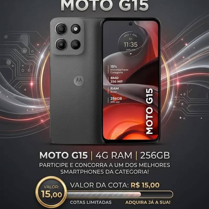 Imagem da campanha Sorte na Palma da Mão: Leve um Moto G15 Lacrado por Apenas R$ 15,00! 🍀"