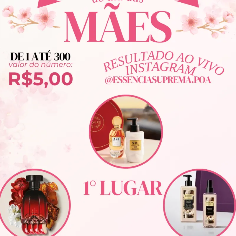 Imagem da campanha Rifa de dia das mães, essência suprema