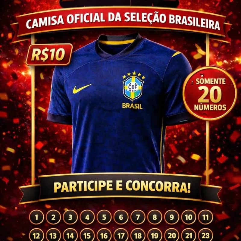 Imagem da campanha 🔥 RIFA RELÂMPAGO – CAMISA AZUL DA SELEÇÃO 🇧🇷