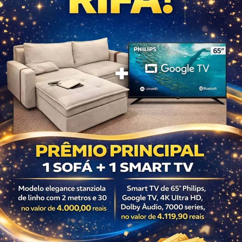 Imagem da campanha SOFA DOS SONHOS + SMART TV 65"