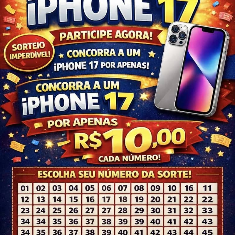 Imagem da campanha 🎉 CONCORRA A UM iPHONE 17 POR APENAS R$10!