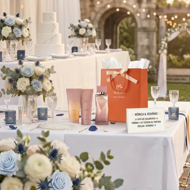 Imagem da campanha ✨ RIFA DOS NOIVOS: Ganhe um Kit Essencial Natura e ajude a realizar o sonho da Mônica e do Jeovânio! 💍