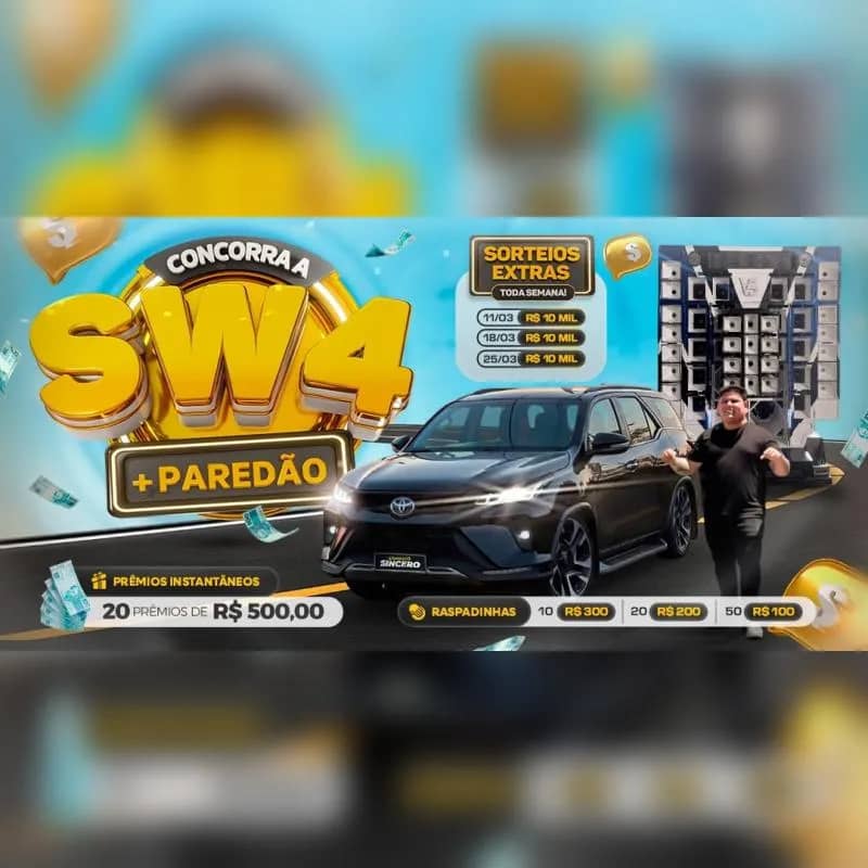 Imagem da campanha SW4 + Paredão: Seu Bilhete Pode Valer R$10 Mil