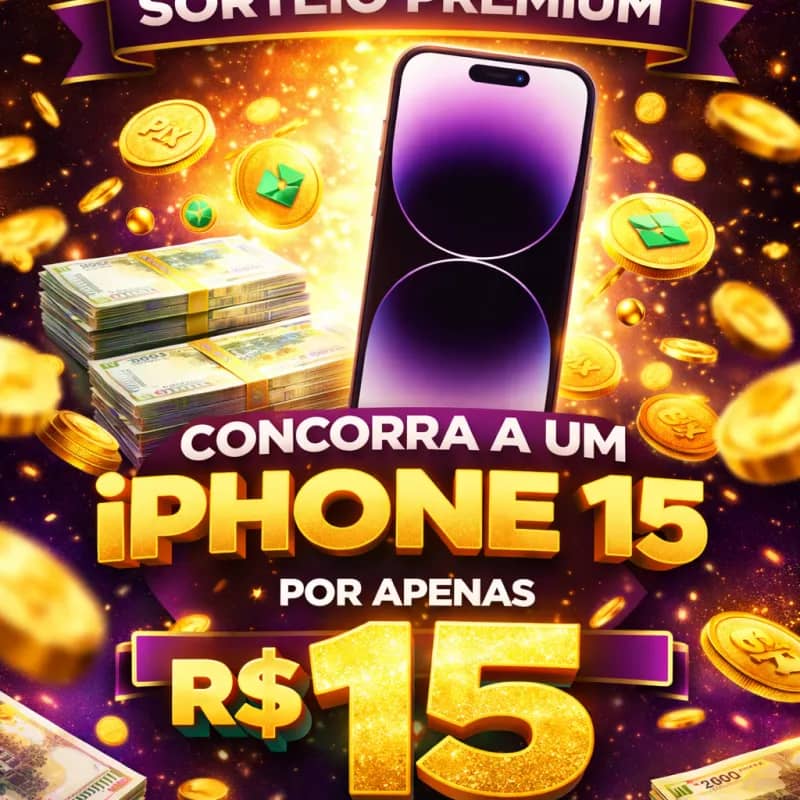 Imagem da campanha SORTEIO OFICIAL DO IPHONE 15