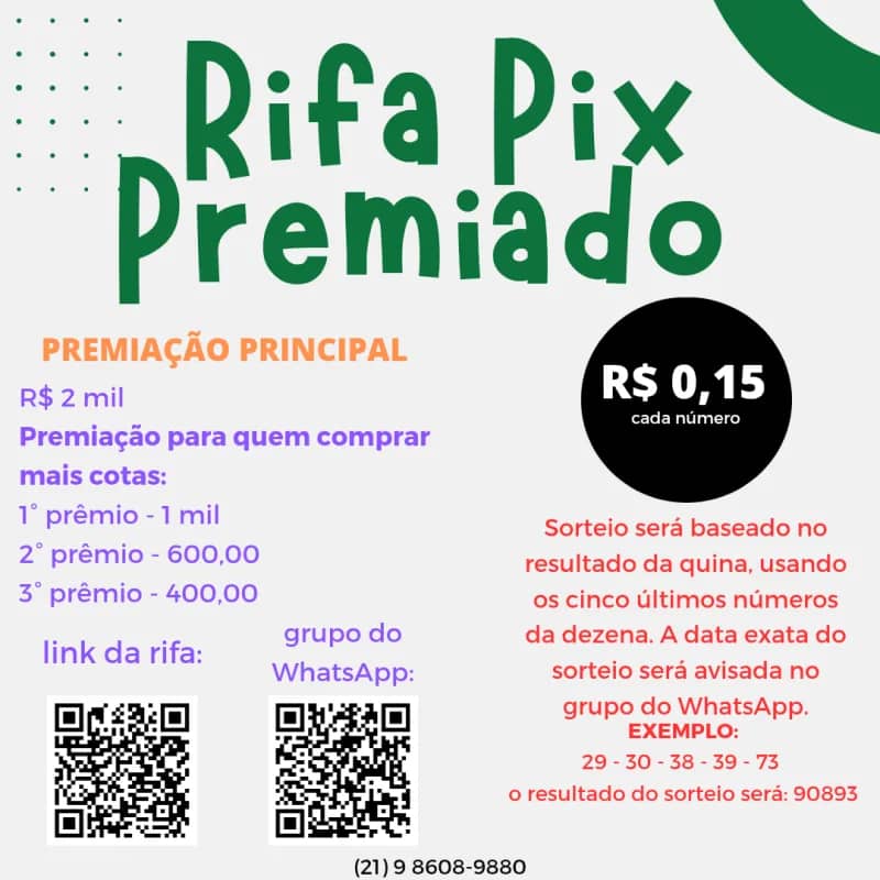 Imagem da campanha RIFA PIX PREMIADO