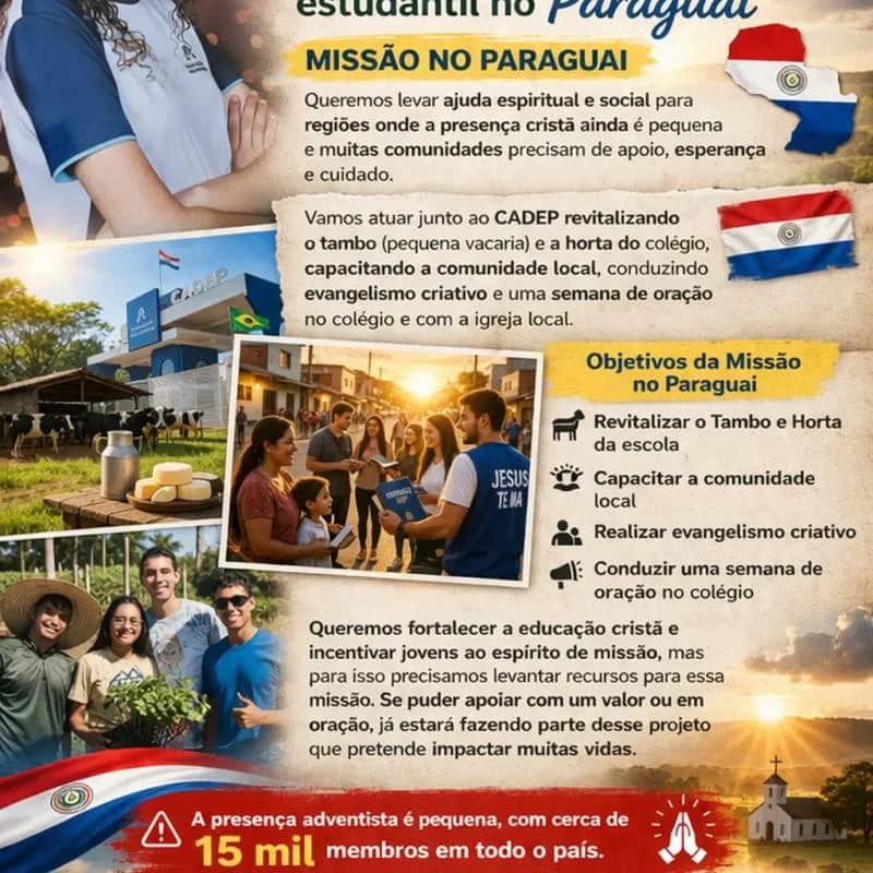 Imagem da campanha Projeto Missionário estudantil Missão no Paraguai
