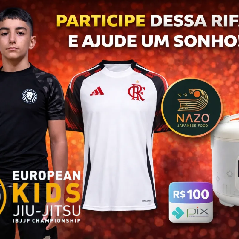 Imagem da campanha Rifa Solidária – Europeu Kids IBJJF Irlanda 🇮🇪🥋 C