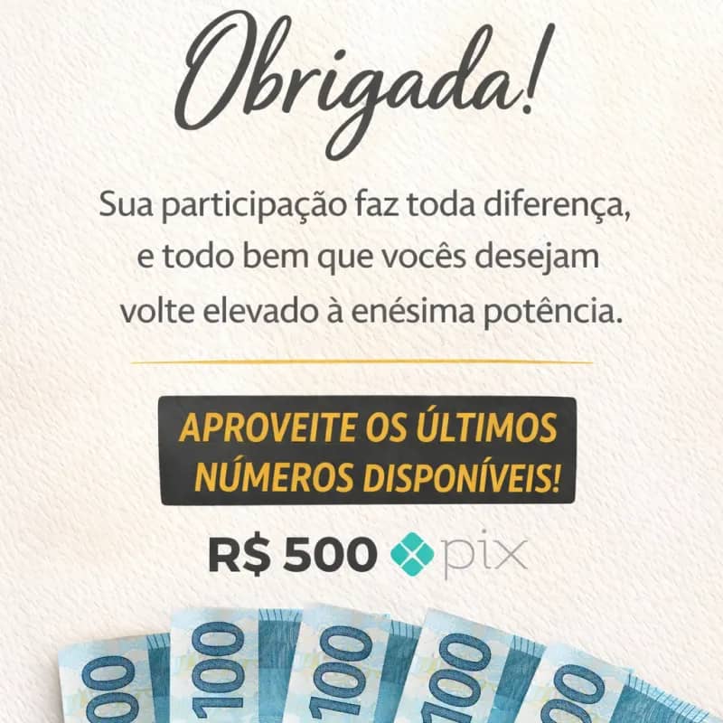 Imagem da campanha R$ 500 no PIX | Rifa Solidária | sorteio rápido