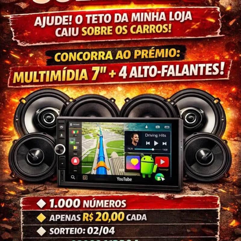 Imagem da campanha Ajude a RV Peças e concorra à um kit multimidia 7 + 4 Alto-Falantes !