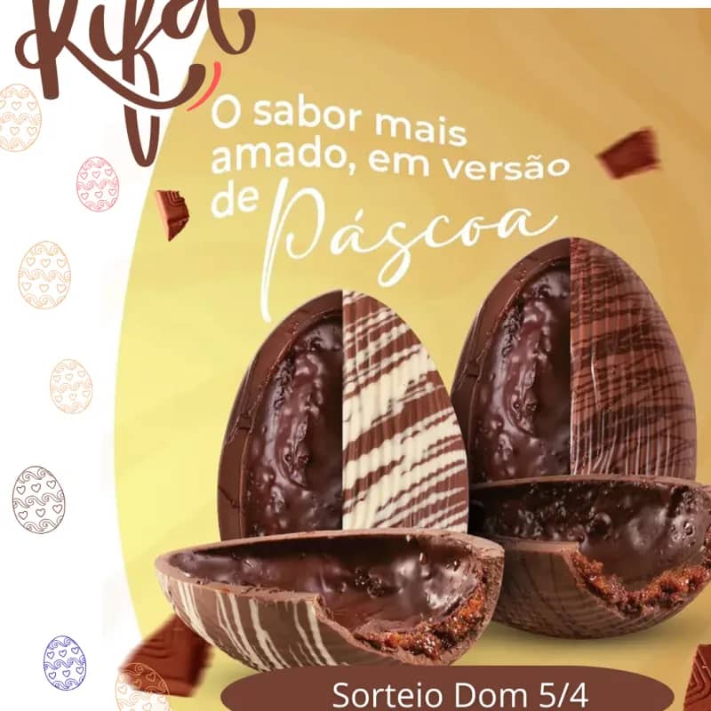 Imagem da campanha Ovo de Páscoa Crocante MUNIK (Meio Branco / Meio Ao Leite)