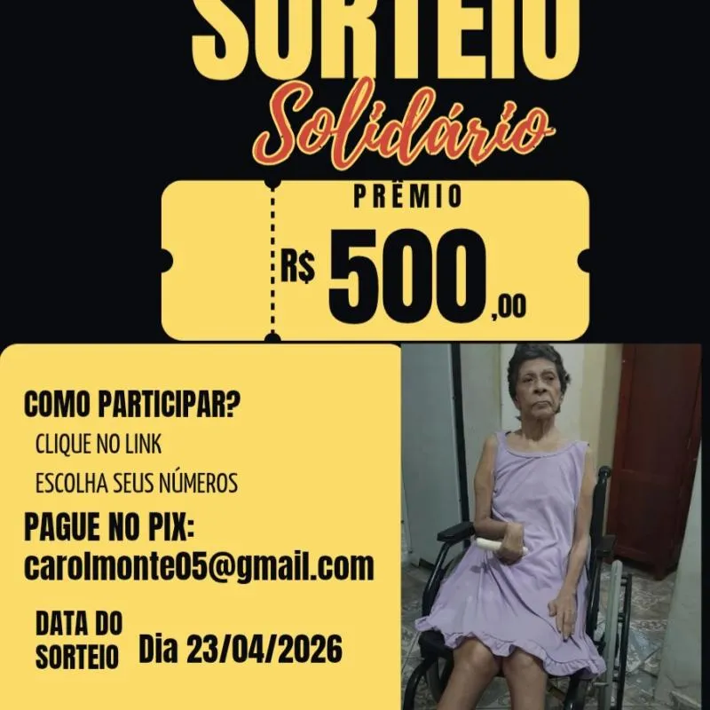 Imagem da campanha Sorteio Solidário Mãe Acamada