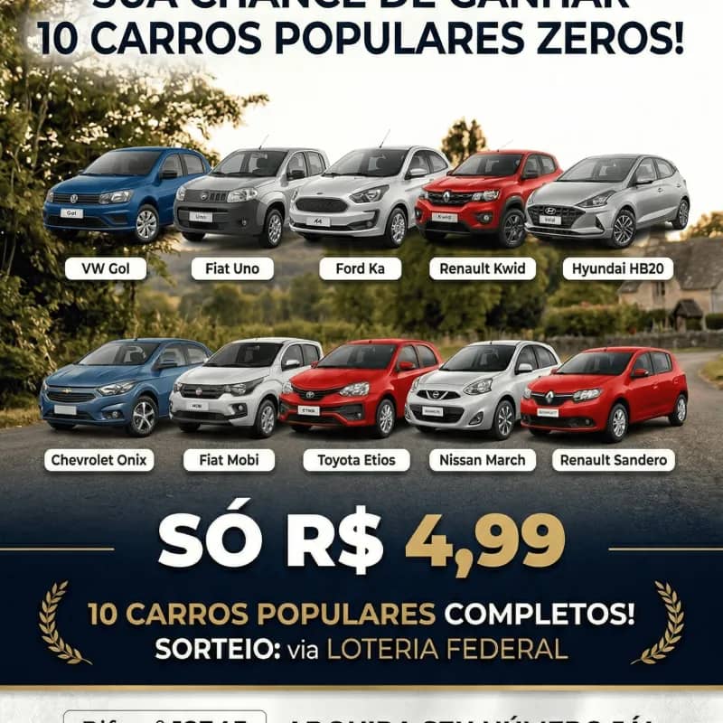 Imagem da campanha 10 Carros populares ou 1 Milhão de reais