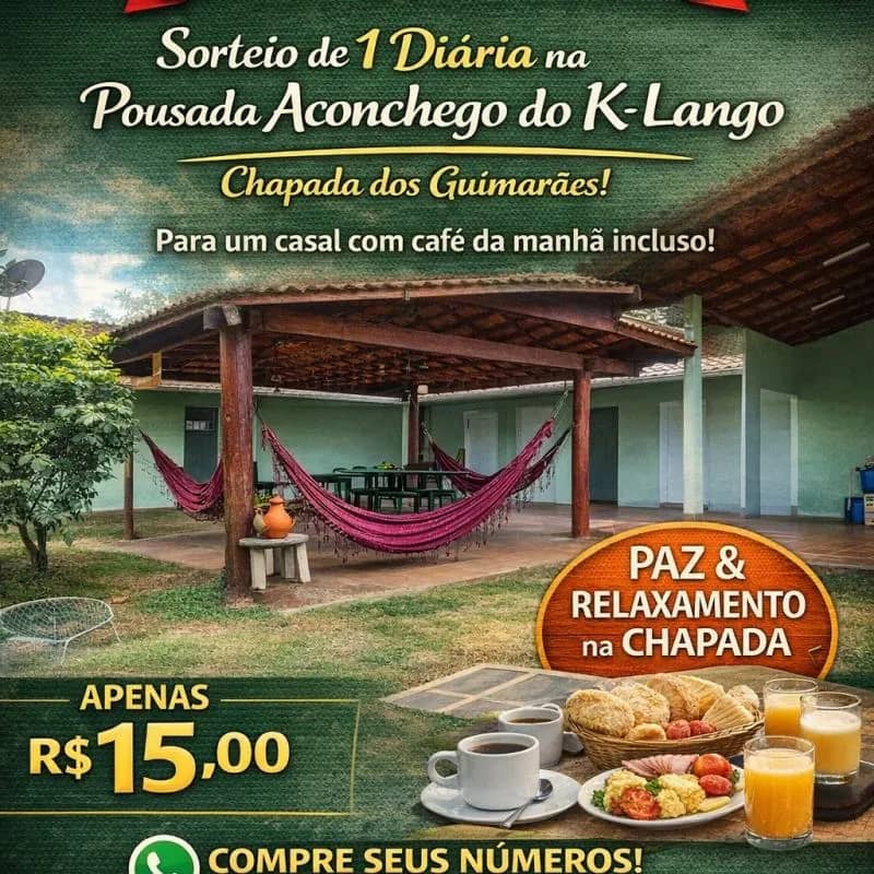 Imagem da campanha Uma diária na pousada Aconchego do K-Lango