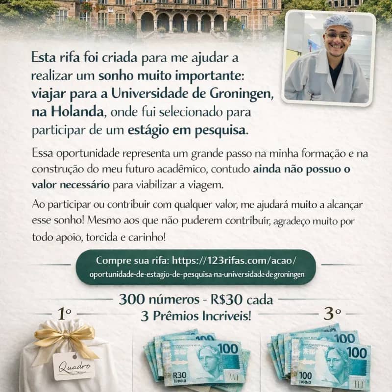 Imagem da campanha Oportunidade de estágio de pesquisa na universidade de Groningen