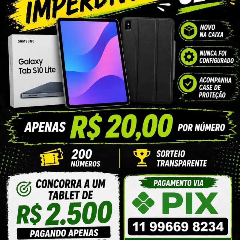 Imagem da campanha Rifa Tablet Samsung S10
