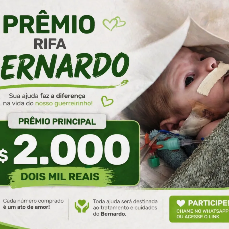 Imagem da campanha Ajude o Bernardo - Síndrome do Coração Esquerdo Hipoplasico