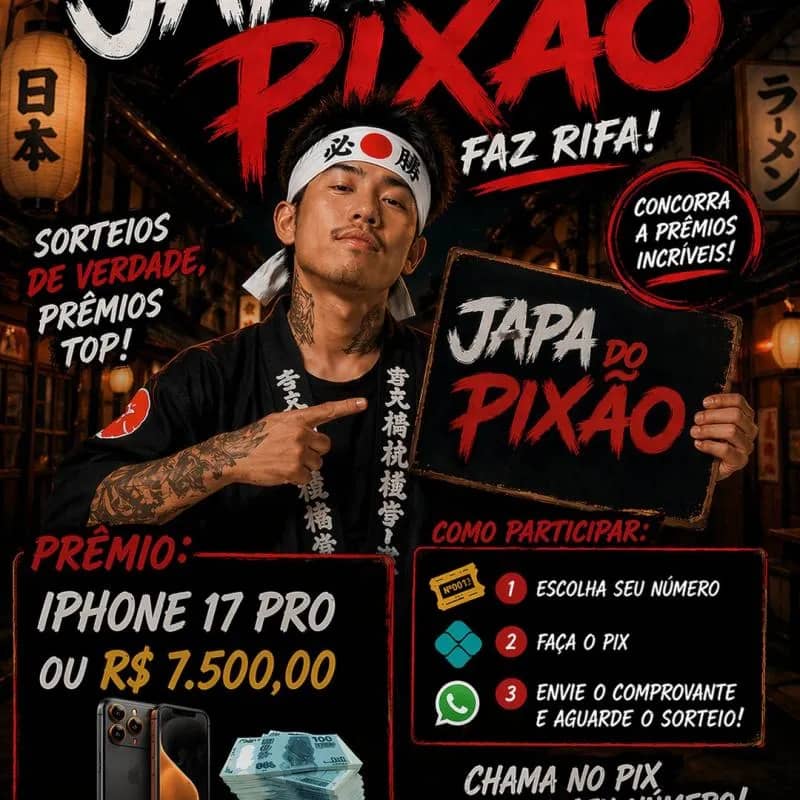 Imagem da campanha Pixão do Japa - iPhone 17 Pro ou R$7500,00 no pix