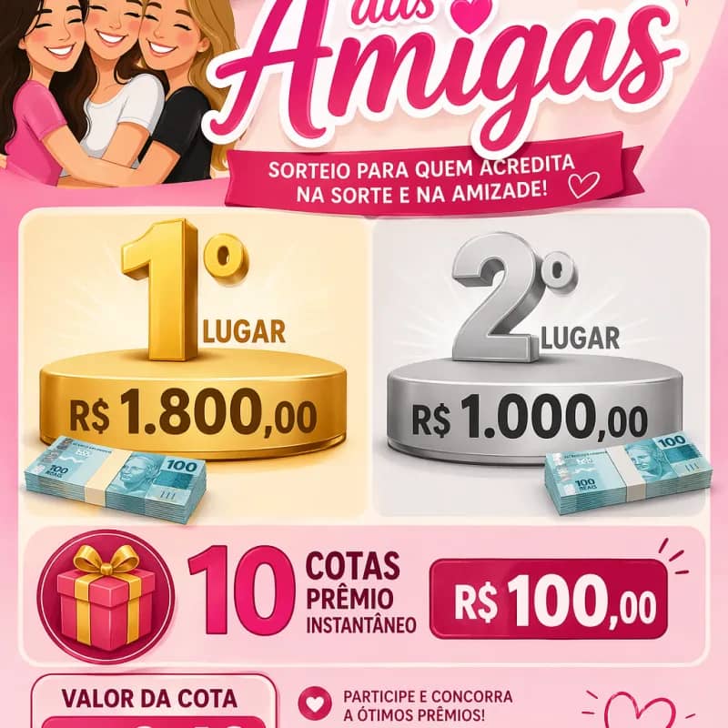 Imagem da campanha rifa das amigas
