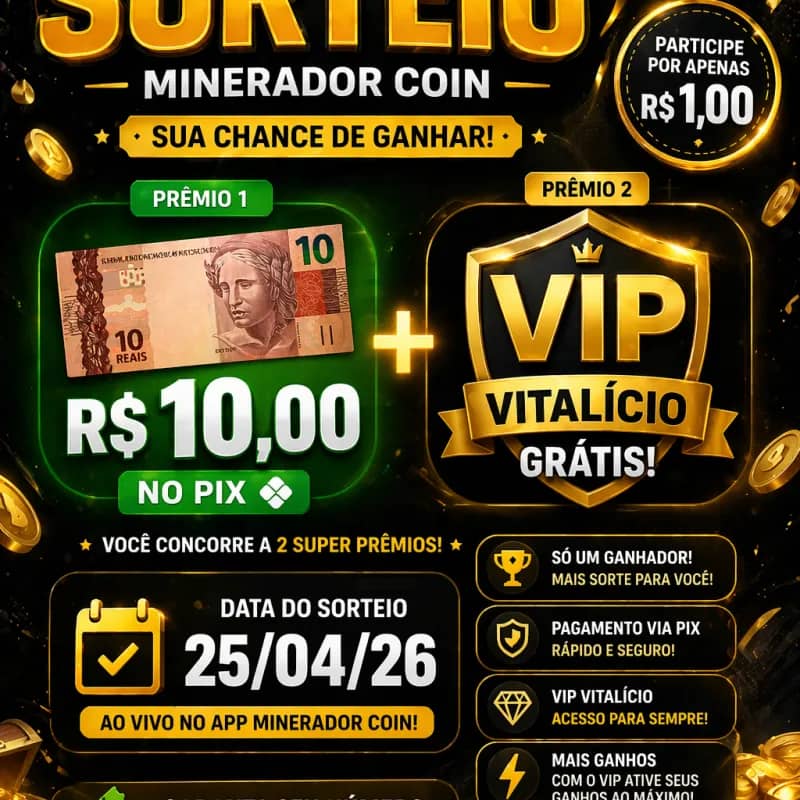 Imagem da campanha VPIX DE 10,00 +VIP VITALÍCIO NO MINERADOR COIN GRÁTIS
