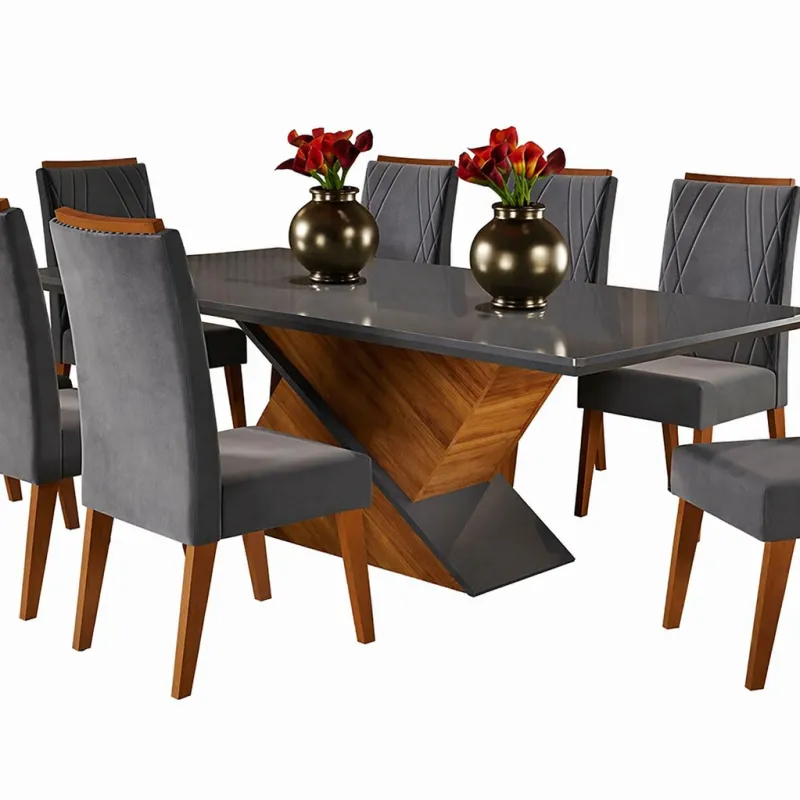 Imagem da campanha Mesa de Jantar Completa com 8 Cadeiras