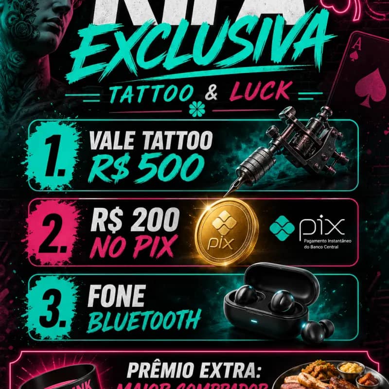Imagem da campanha AÇÃO PREMIADA: TATTOO & PIX