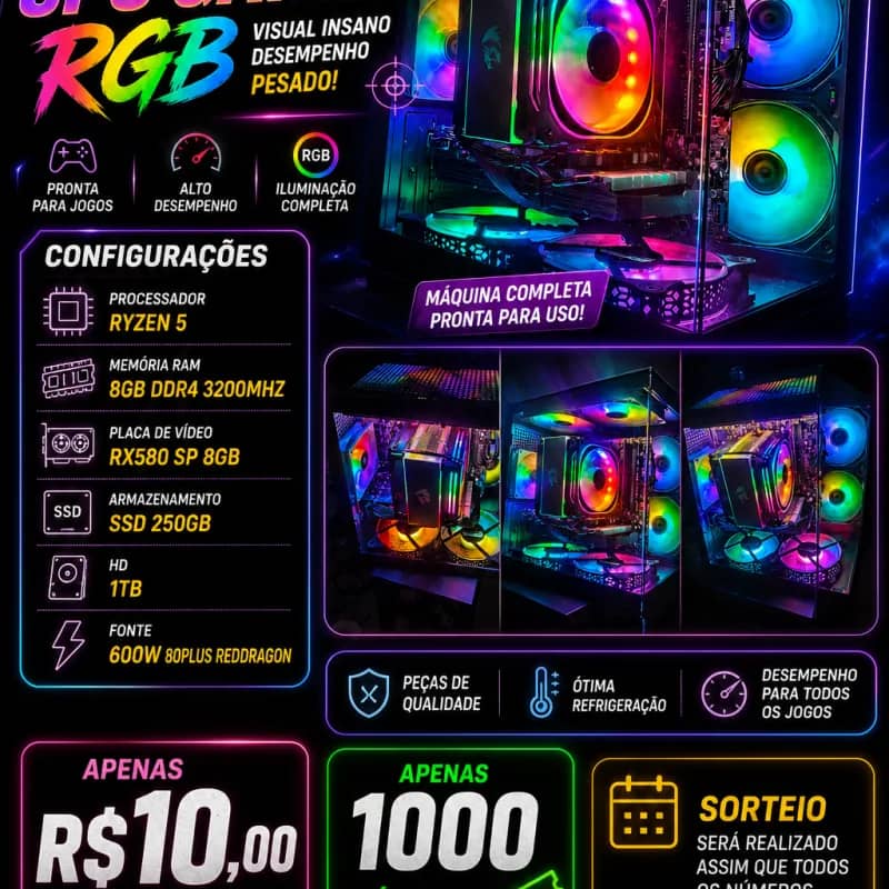 Imagem da campanha Rifa Pc gamer 25 evolution