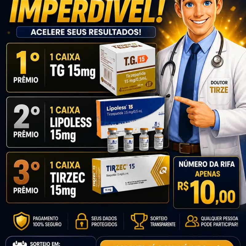 Imagem da campanha Rifa Doutor Tirze com 03 tirzepatidas