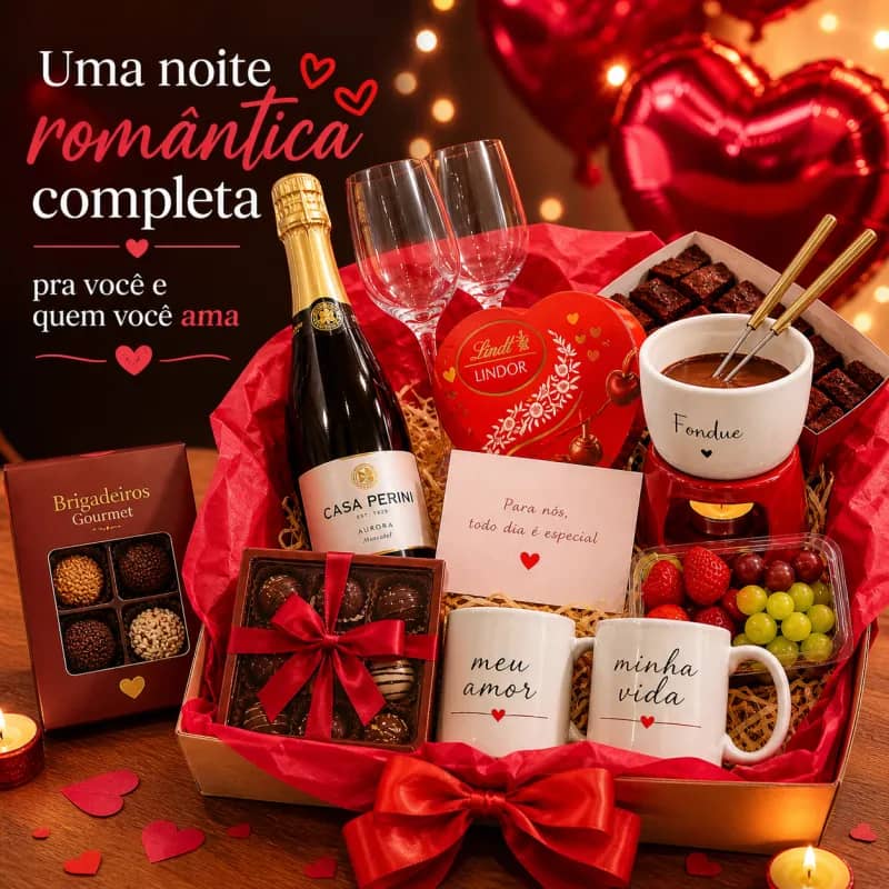 Imagem da campanha Rifa – Cesta Noite Romântica Completa ❤️🍷
