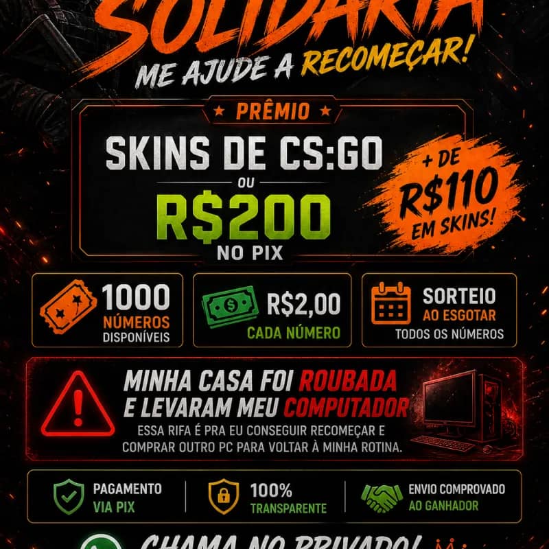 Imagem da campanha 🚨 RIFA SOLIDÁRIA – ME AJUDE A RECOMEÇAR 🚨