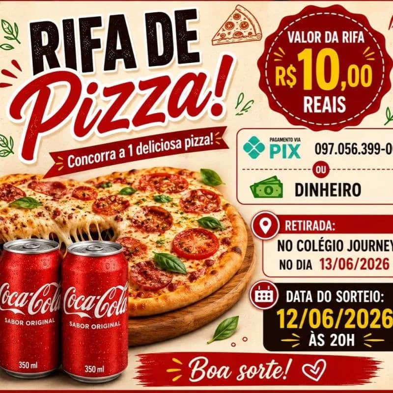 Imagem da campanha 🎉🍕 RIFA DE PIZZA + COCA-COLA 🍕🎉