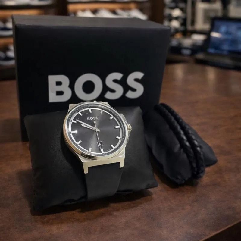 Imagem da campanha Relógio BOSS com Mostrador Preto em Caixa e Bracelete de pele trançada