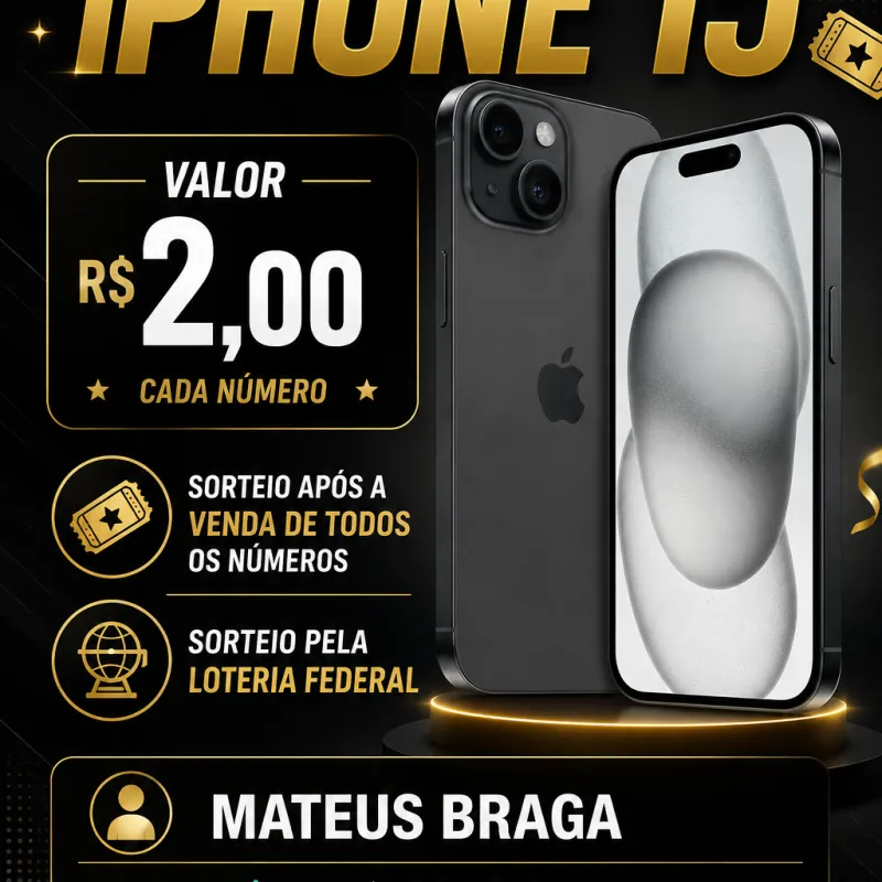 Imagem da campanha Rifa iPhone 15