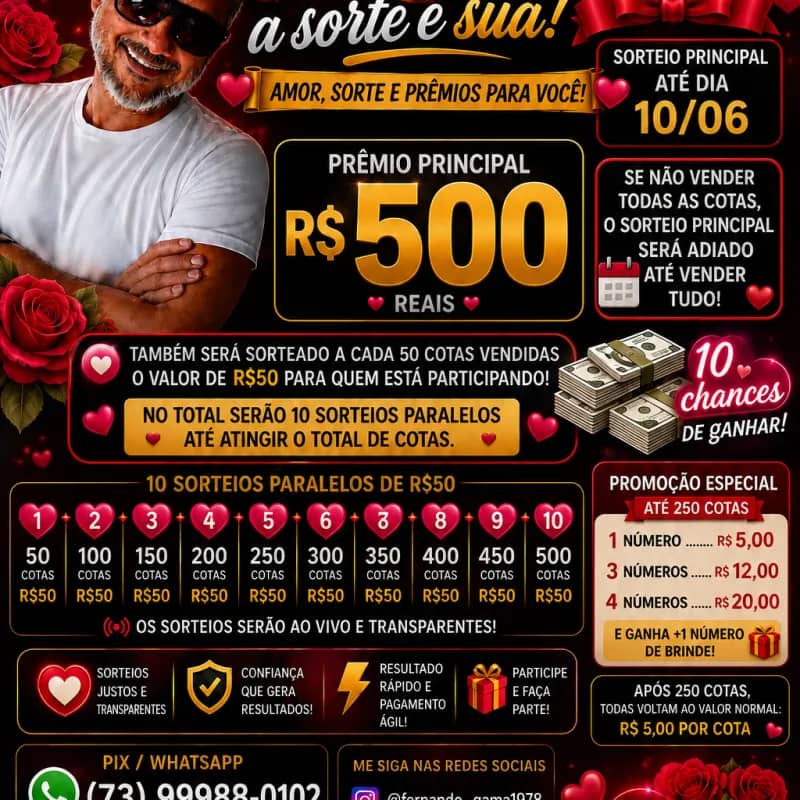 Imagem da campanha FG - A sorte é sua🍀 / sorteio do dias dos namorados