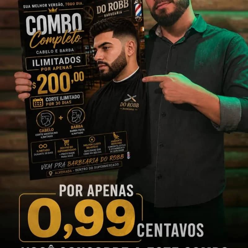 Imagem da campanha Ação especial barbearia do Robb