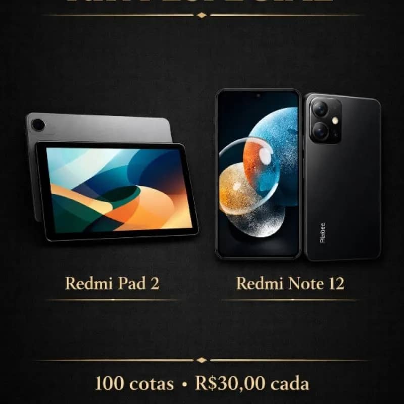 Imagem da campanha Concorra a um Tablet Redmi Pad 2 + um celular Redmi Note 12