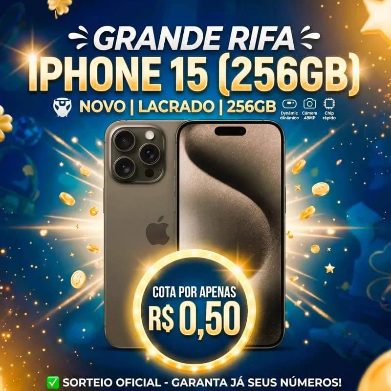 Imagem da campanha iPhone 15 por 0,50 - Oportunidade Única